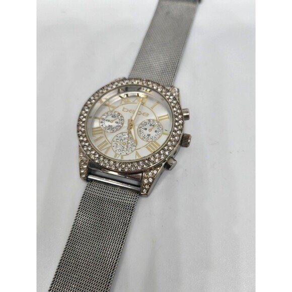 Bebe Ladies' Silver/Gold Toned Rhinestone Analog Watch. New battery. - Picture 3 of 7